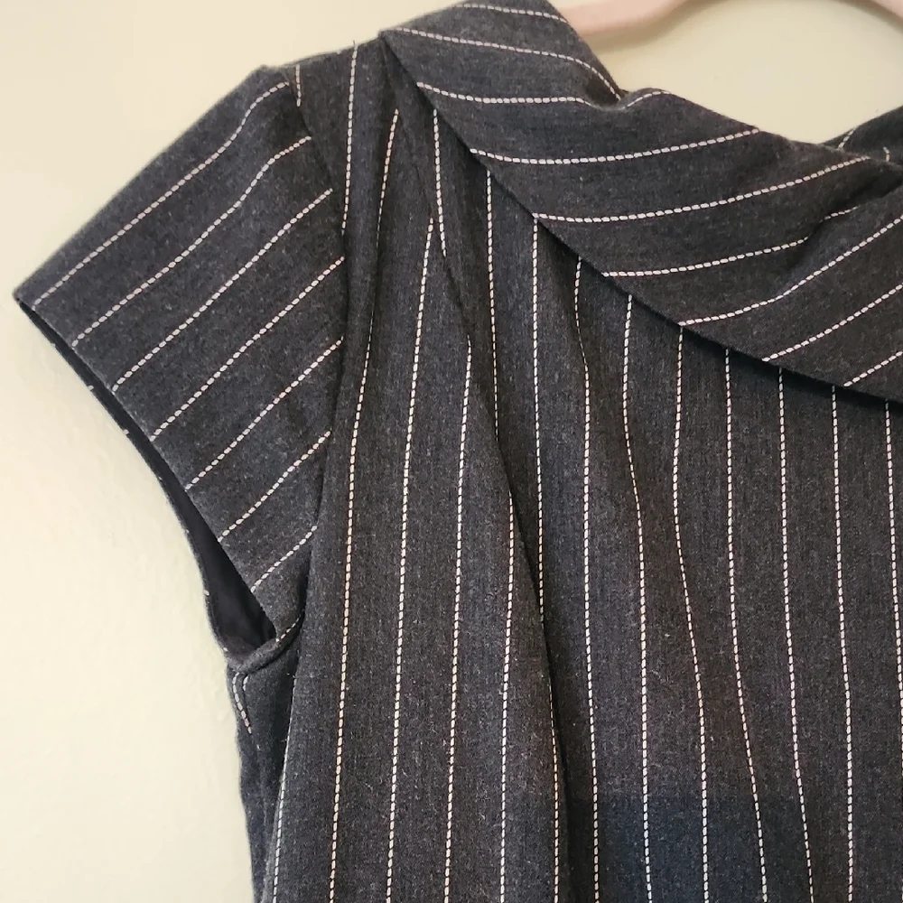 Vintage Charcoal Grey Striped Dress - Picture 3 of 6